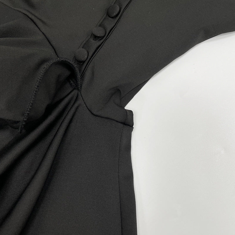 Summer Sexy Single-Button Bell Sleeve Slim Waist Mini Dress 44