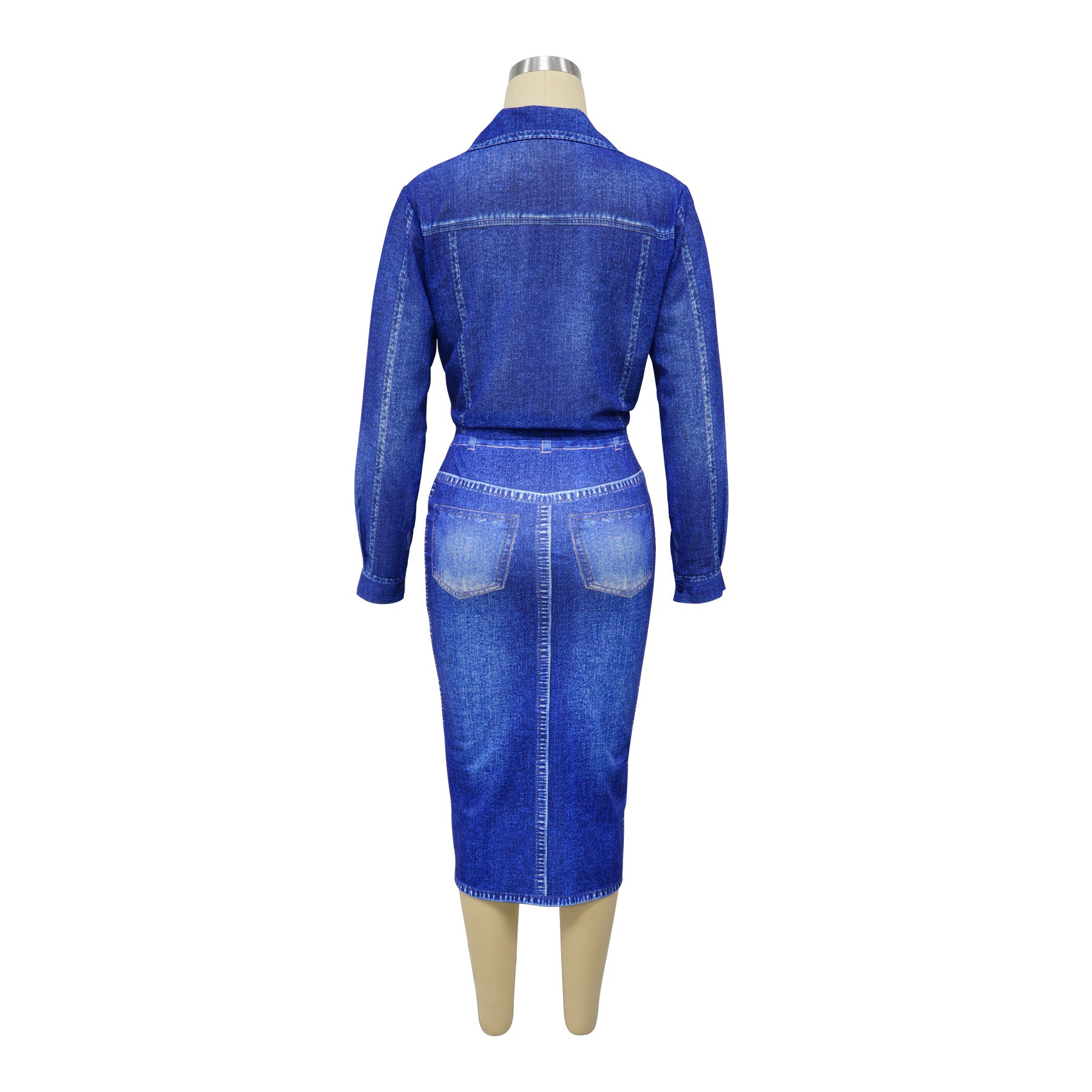 Women printed long sleeve top and skirt two-piece set 9