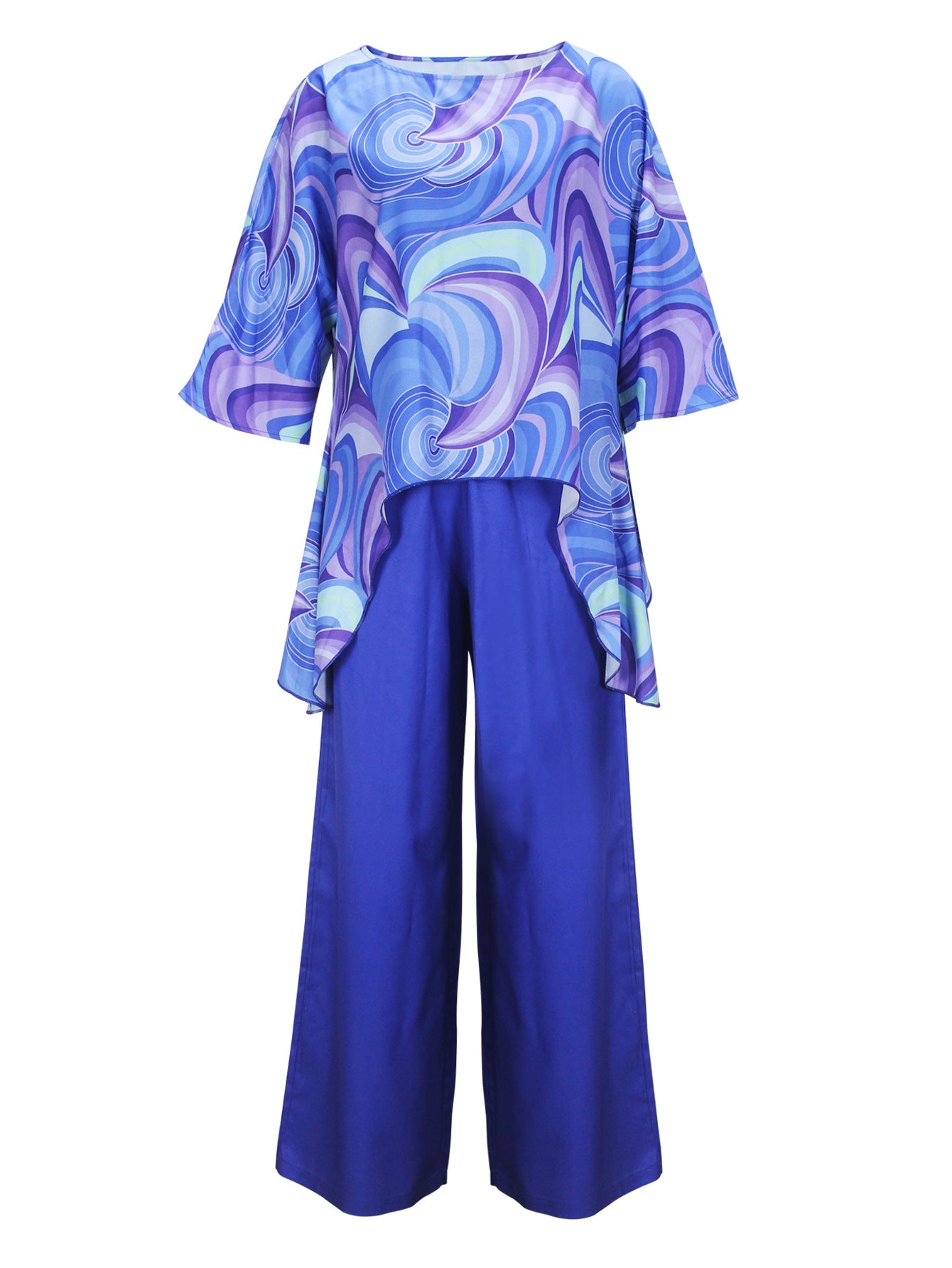 Women Elegant Round Neck Long Sleeve Top and Pants Two-piece Set 7