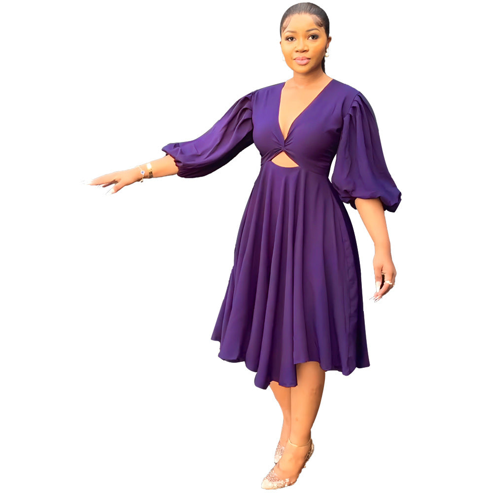 Women v-neck cutout dress 9