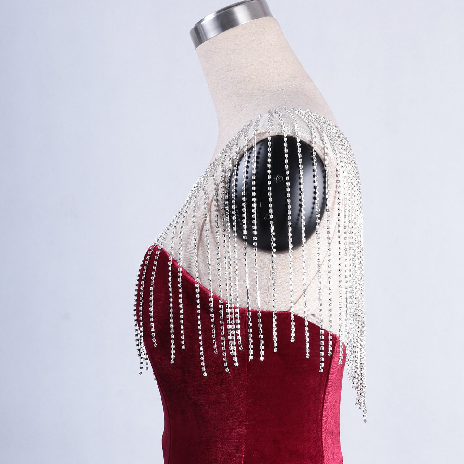 diamond chain velvet evening dress Formal Party long slim and elegant mermaid Prom Dress 38