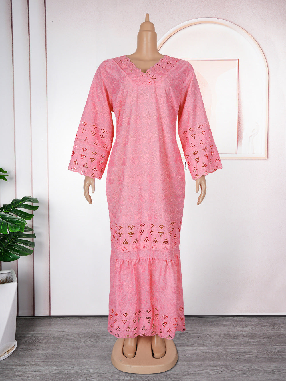 Plus Size African Women Patchwork Lace Dress 6