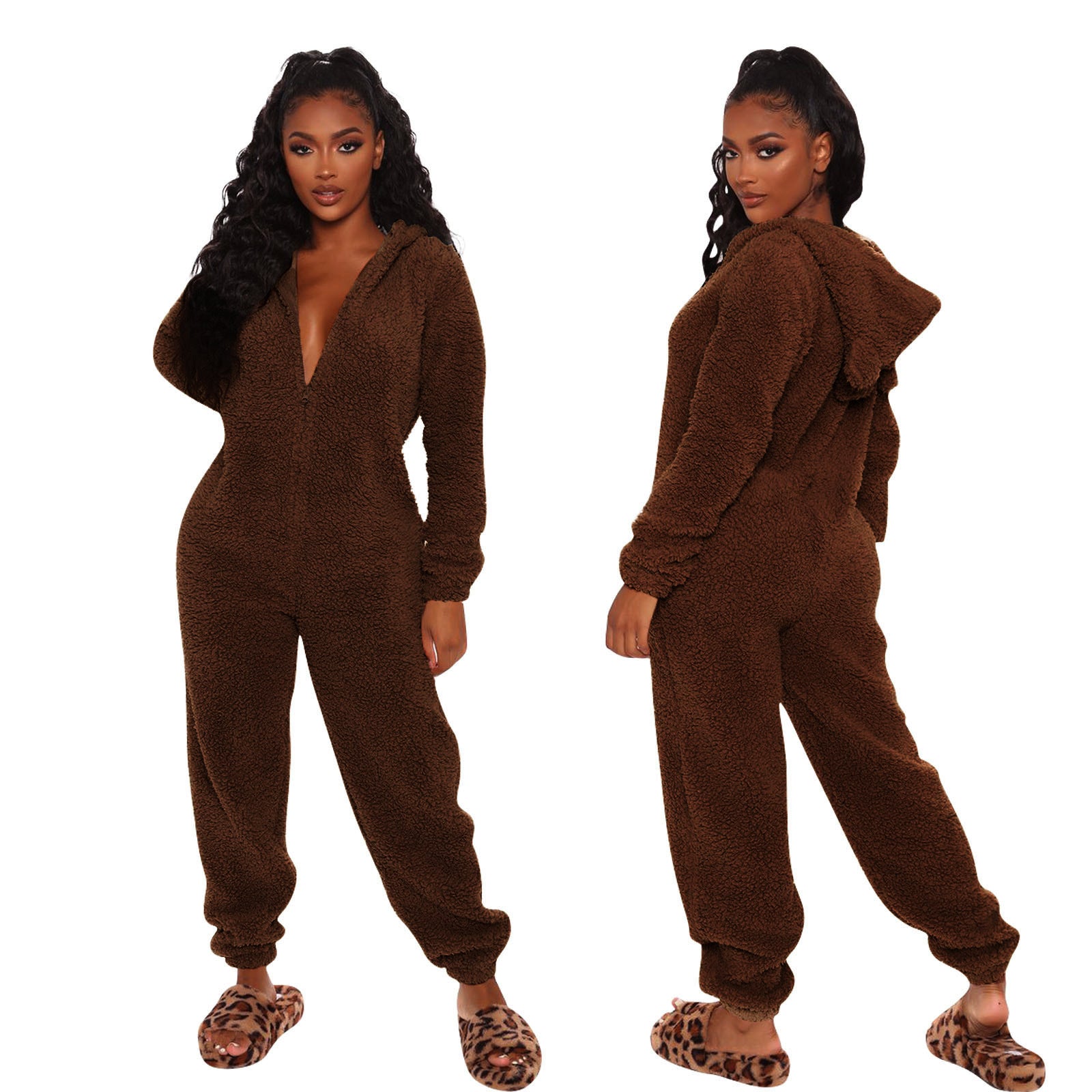 Women Long Sleeve Hooded Casual Jumpsuit 6
