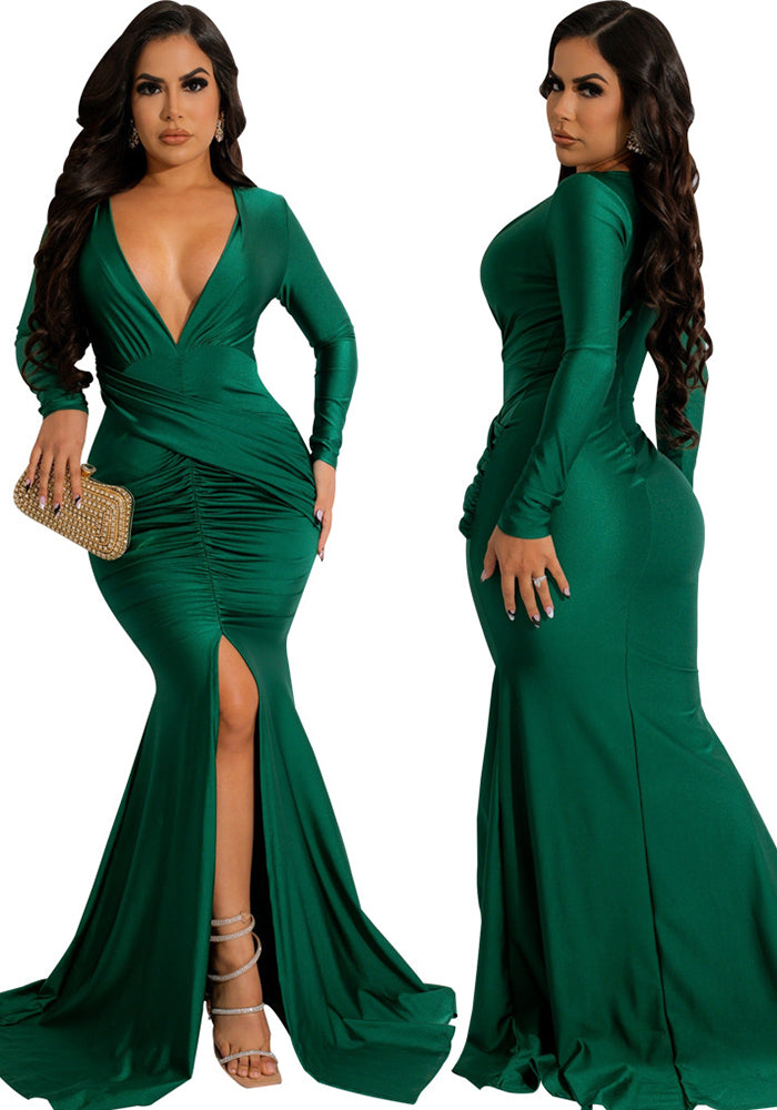 Sexy Fashion Solid Color Nightclub Irregular Wrinkled Dress