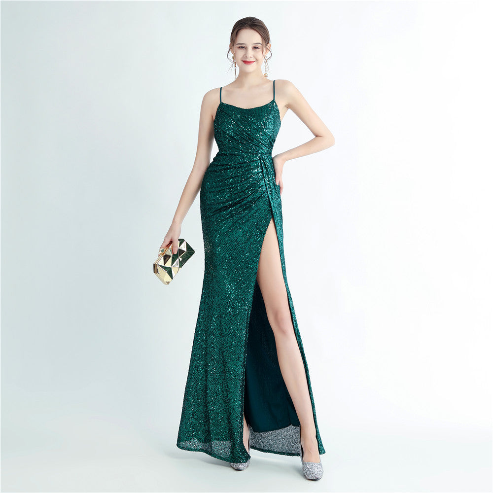 Sexy Straps Sequin Long Dress Plus Size Beauty Formal Party Evening Gown 12