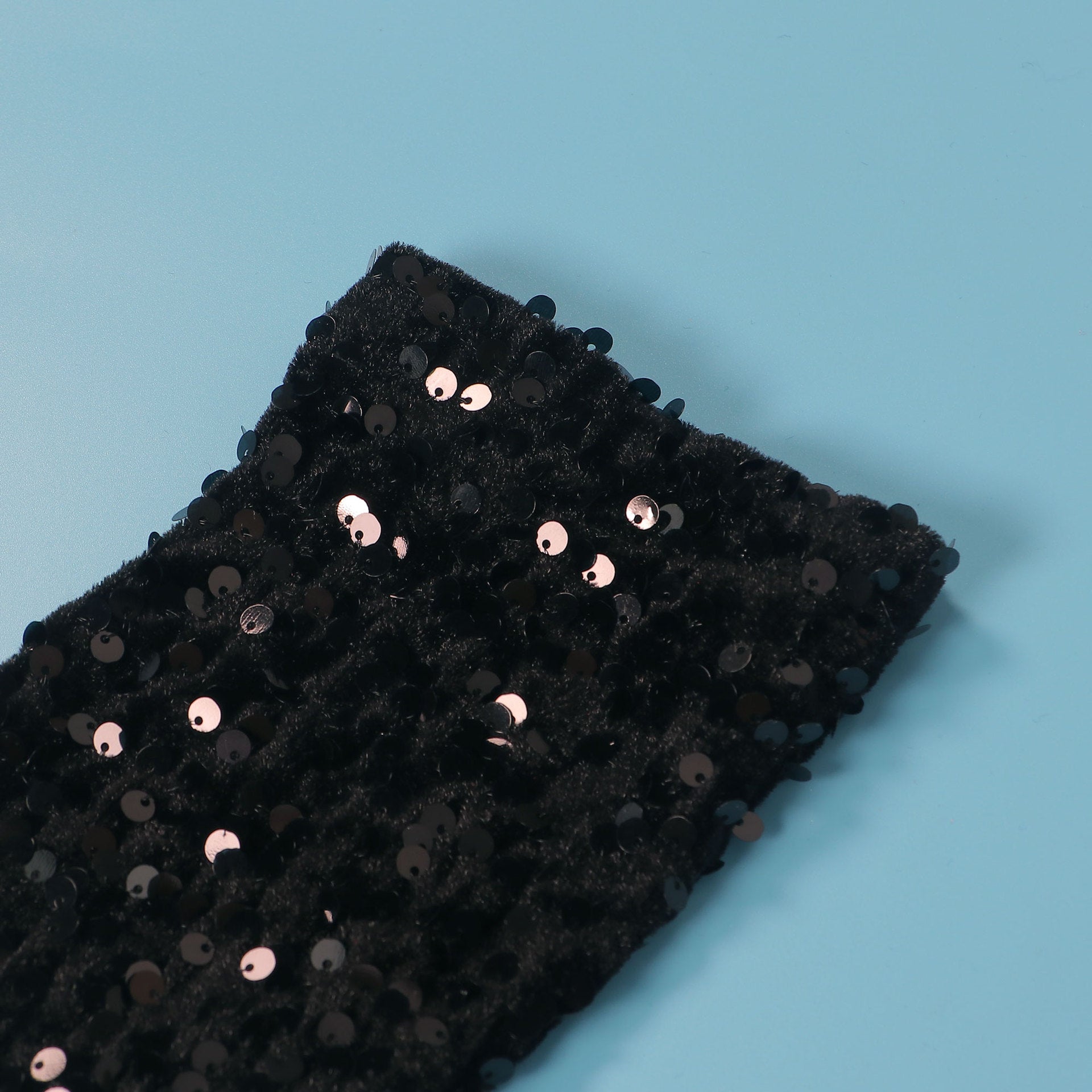 Sexy Square Collar Tight Fitting Stretch Sequin Slit Bodycon Dress 40