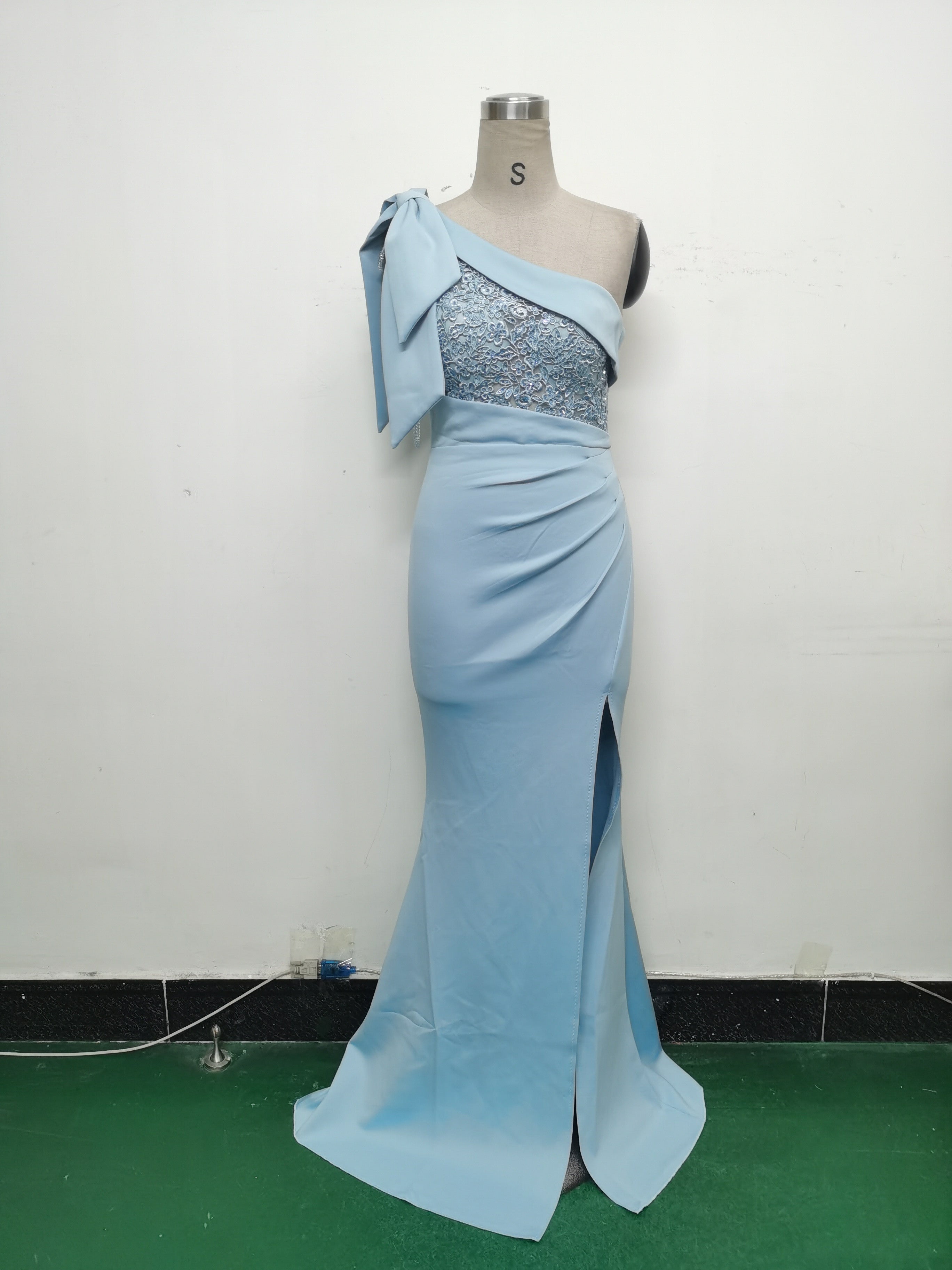 Beaded Lace Luxury Satin Evening Dress 15