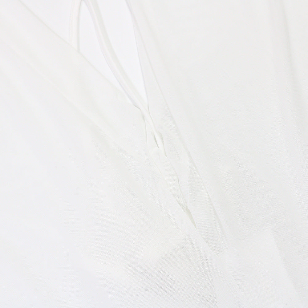 Sexy V-Neck Tie Low Back See-Through Jumpsuit with Long Pants for Women 11