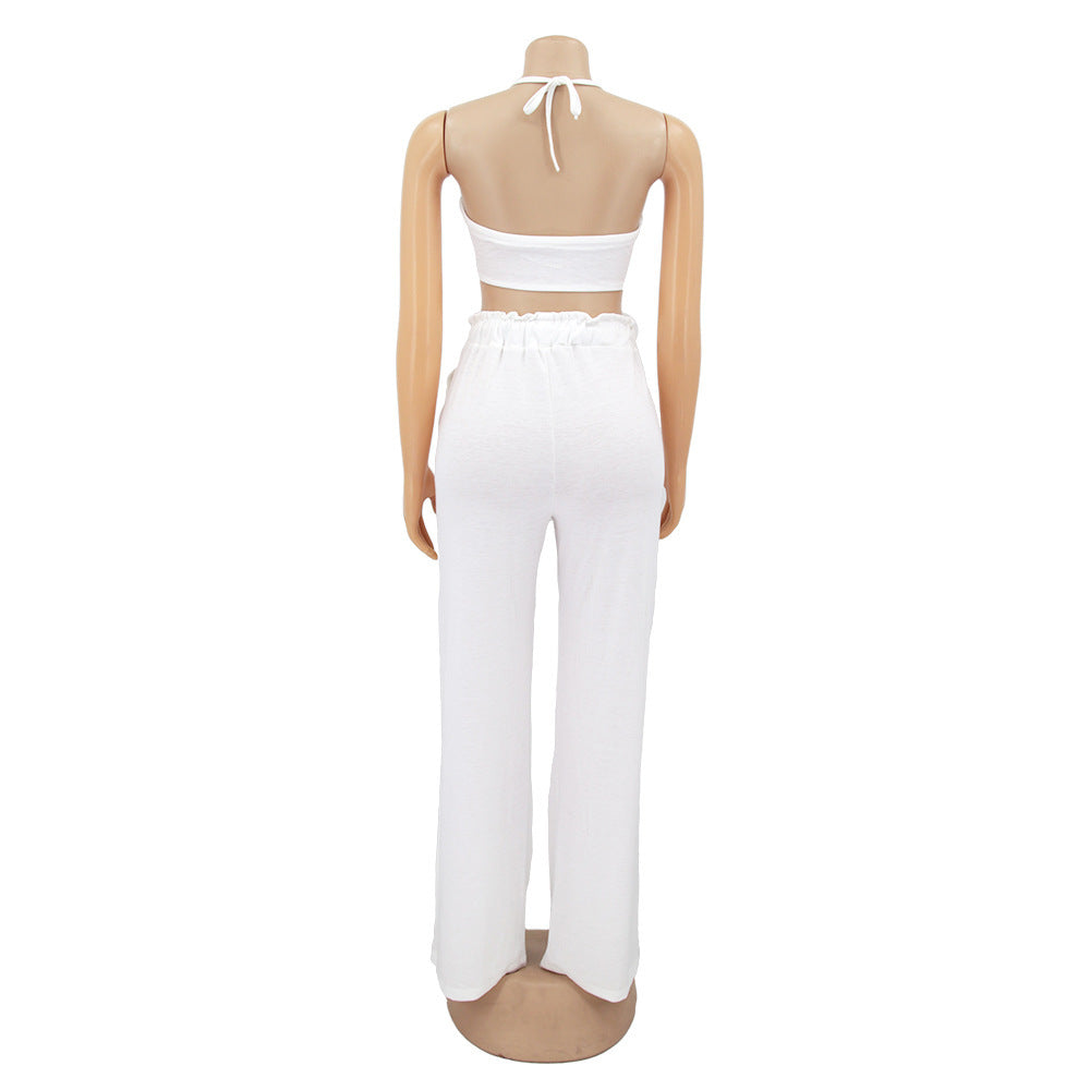Women Bow Suspender Top and Pant French Summer Two-piece Set 15
