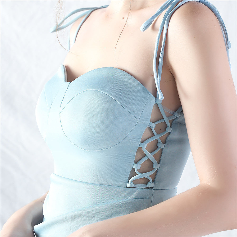 Women Two-way Rope Binding Satin Evening Dress 46