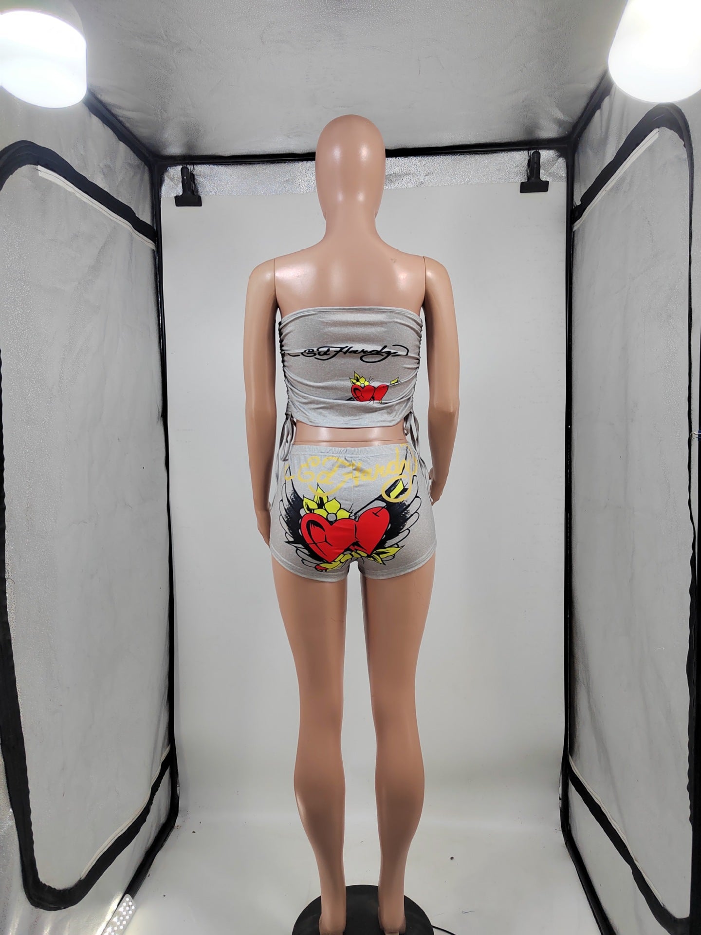 Women Print Chest wrap Top and shorts two-piece set 24