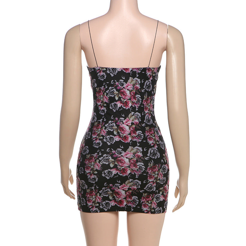 Fashion Sexy V-Neck Lace Patchwork Floral Strap Women's Dress 34