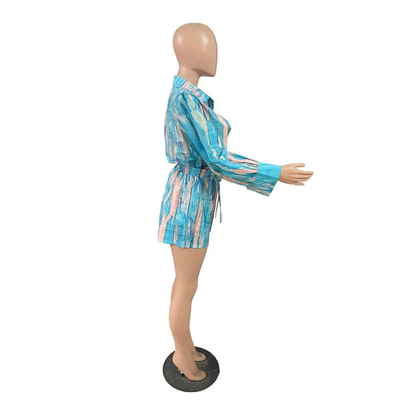 Casual Fashion Print Spring Summer Comfortable Fresh Short Sleeve Two Piece Shorts Sets Women's Clothes 8