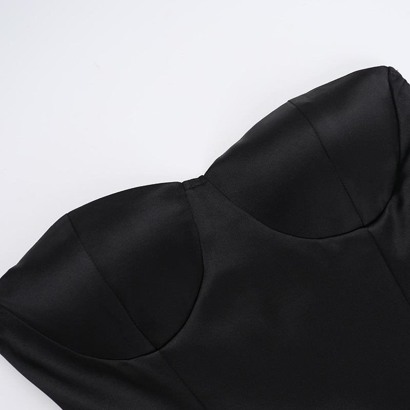 Fall Fashion Chic Sexy Slim Strapless Bubble A-Swing Dress 10