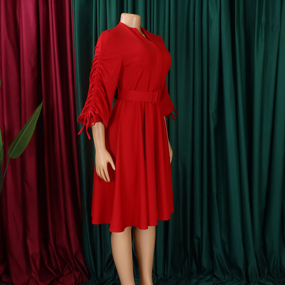 Women's Autumn And Winter Fashion Chic Plus Size Pleated A-Line African Dress 16