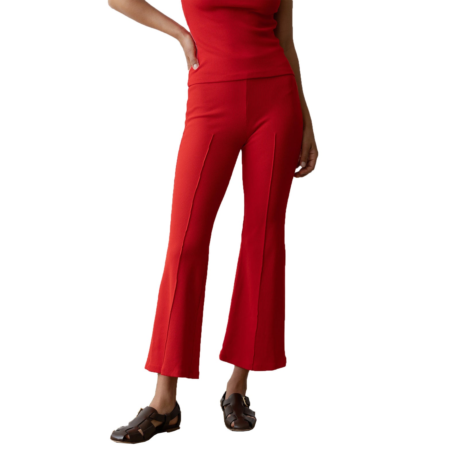 Women Casual Ribbed Bell Bottom Pant 15