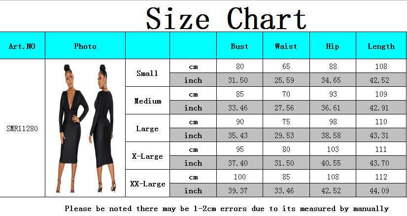 Women Sexy Solid Shiny Long Sleeve V-Neck Dress 16