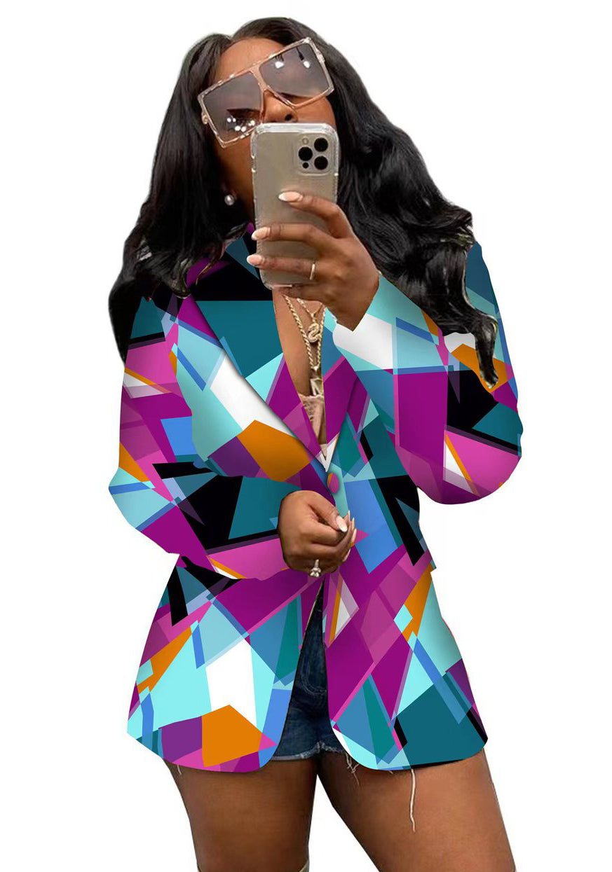 Women Casual Print Blazer 5