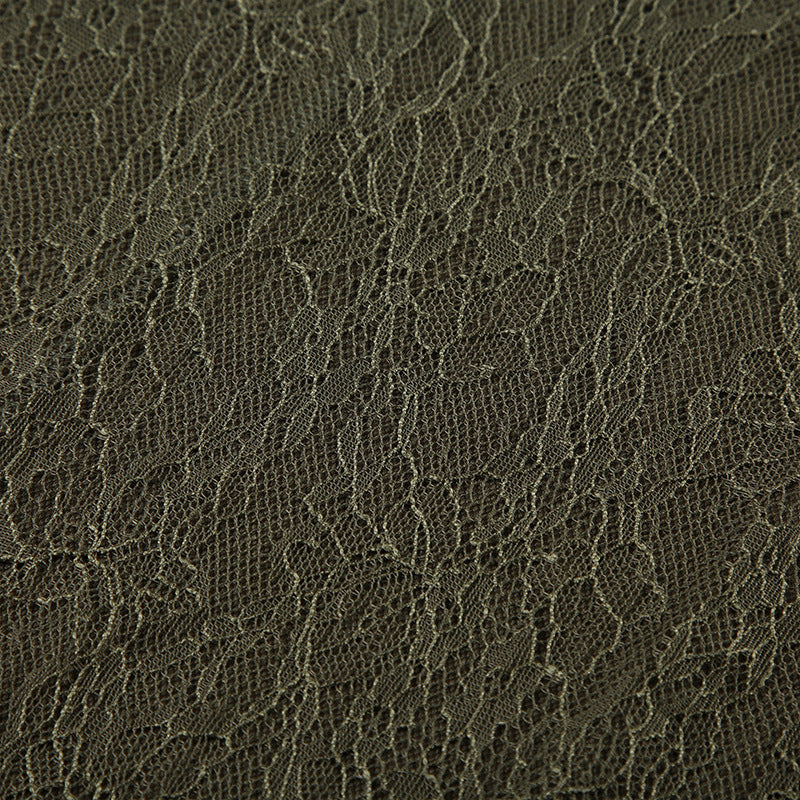 Vintage Olive Green Ruffled Patchwork Flying Sleeve Dress Chic V-Neck Slim Waist  A-Line Long Dress 15