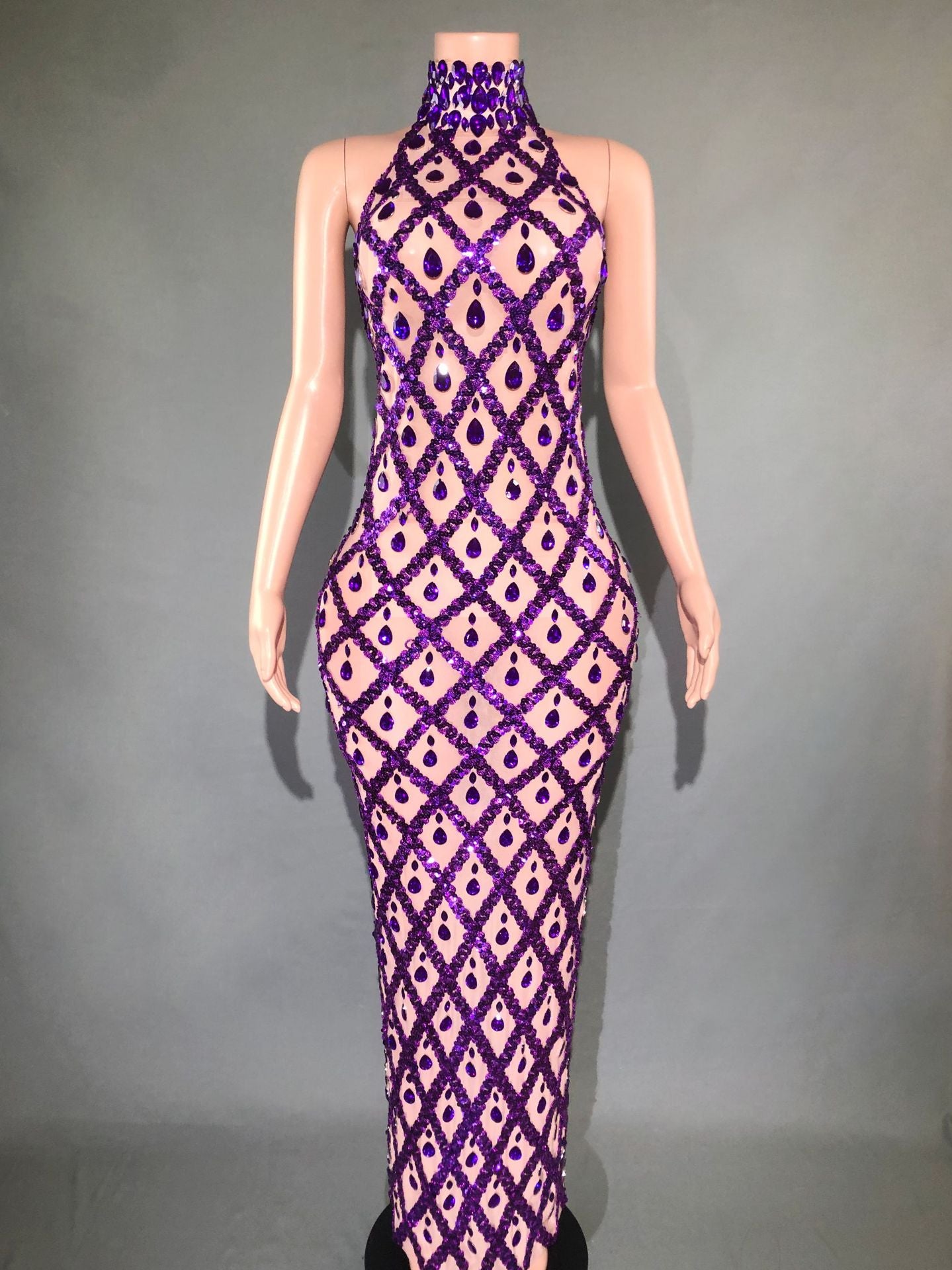 Plus Size Women rhinestone dress 19