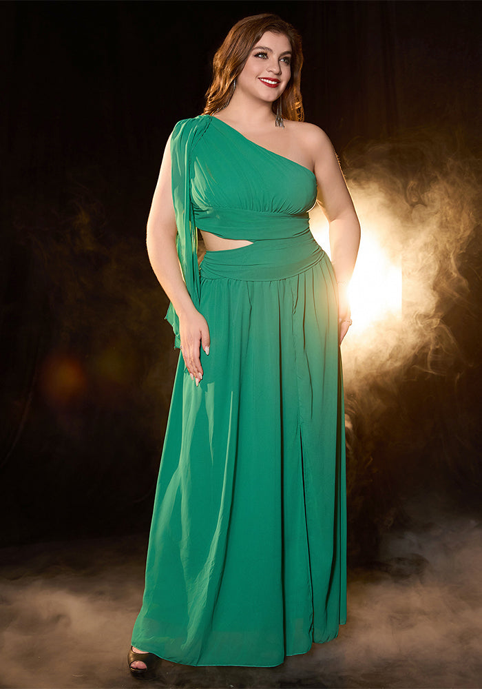 Women Solid One Shoulder Chic Elegant Maxi Dress