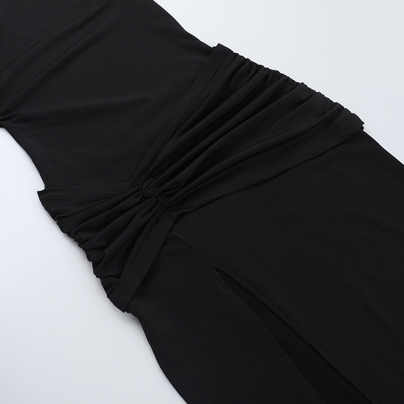 Chic Off-Shoulder Slit Dress Spring Slim Long Dress for Women 13