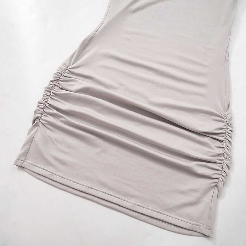 Women Fall Solid Long Sleeve Hooded Gathered Bodycon Dress 11