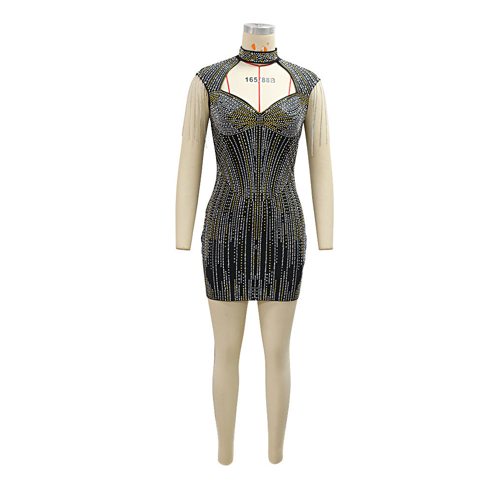 Women Beaded Patchwork Beaded Dress 4