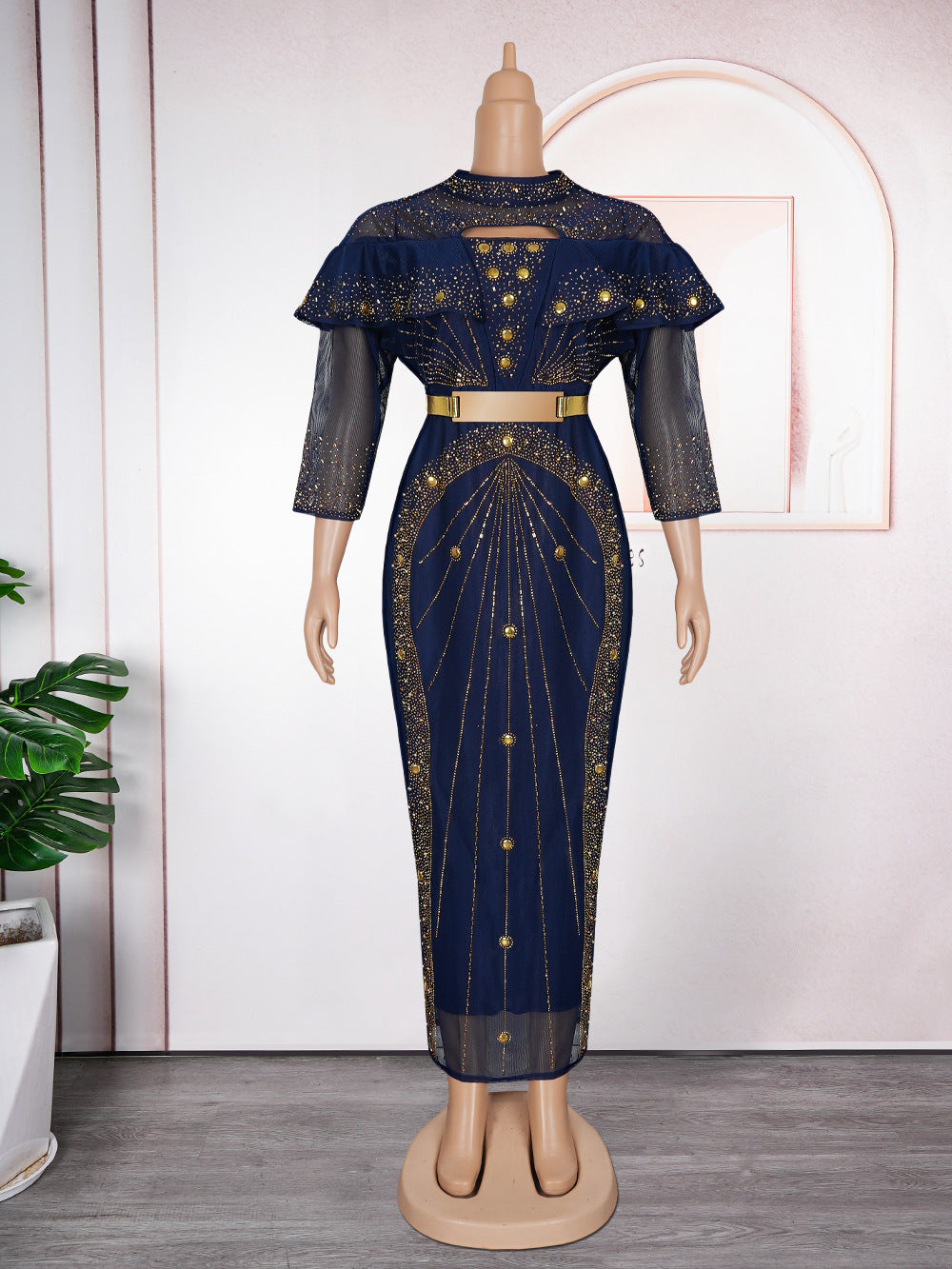 Plus Size Women African Beaded Bodycon dress 8