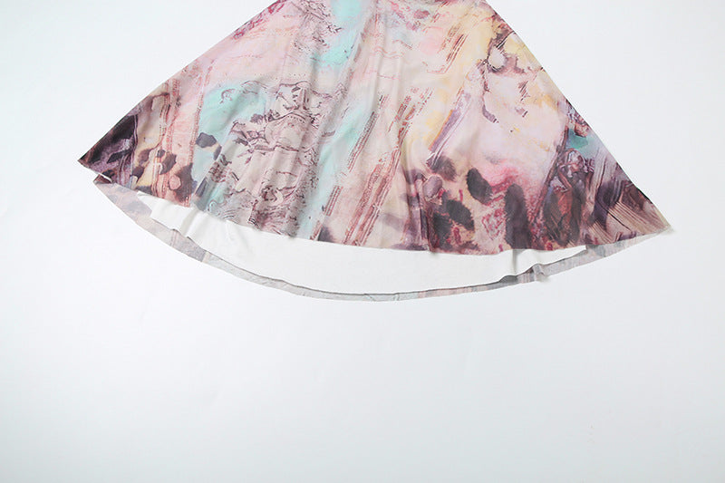 Women Summer Sexy V Neck Halter Neck Backless Print Dress 14