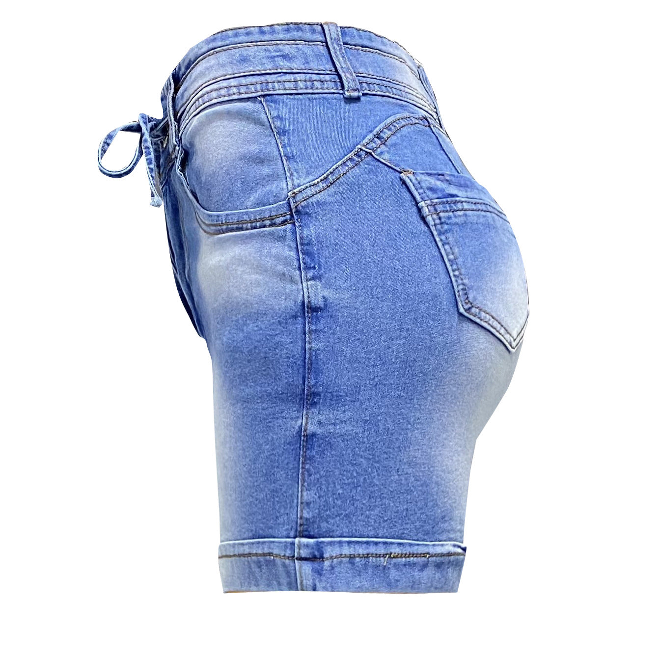 Summer High-Waisted Lace-Up Slim Fit Feminine Denim Shorts 10