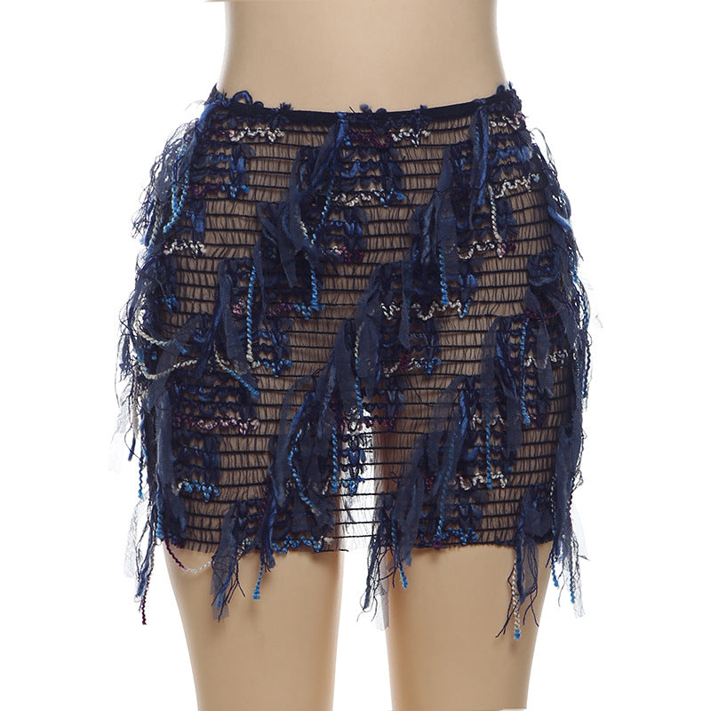 Women Summer Style Striped Tassel Bodycon Skirt 13