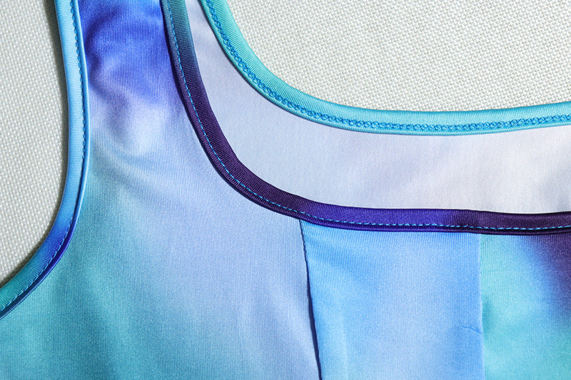 Women Printed Sleeveless Vest Top and Slit Skirt Two-piece Set 15