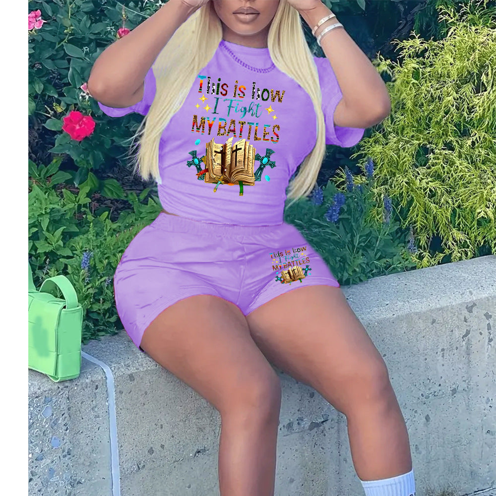 Women T-shirt shorts sports two-piece set 9