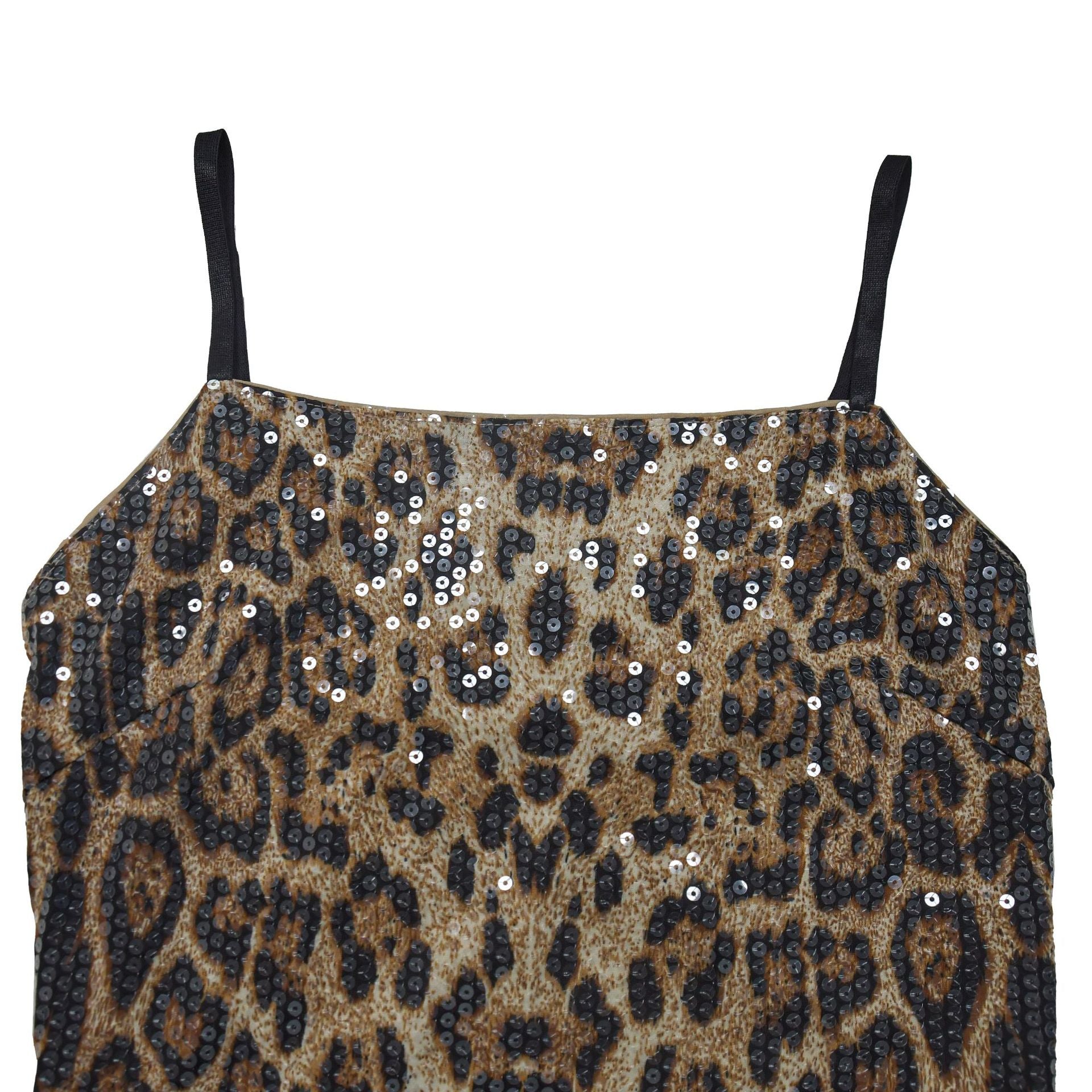 Women Sequined Strap Leopard Dress 15