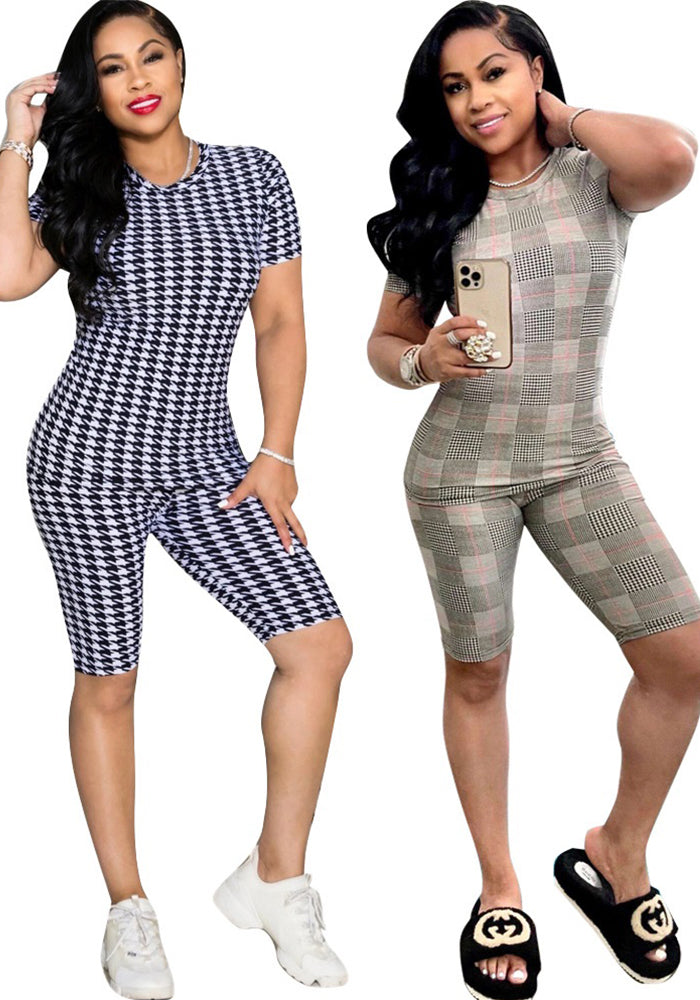 Summer Fashionable casual print T-shirt and shorts 2-piece set