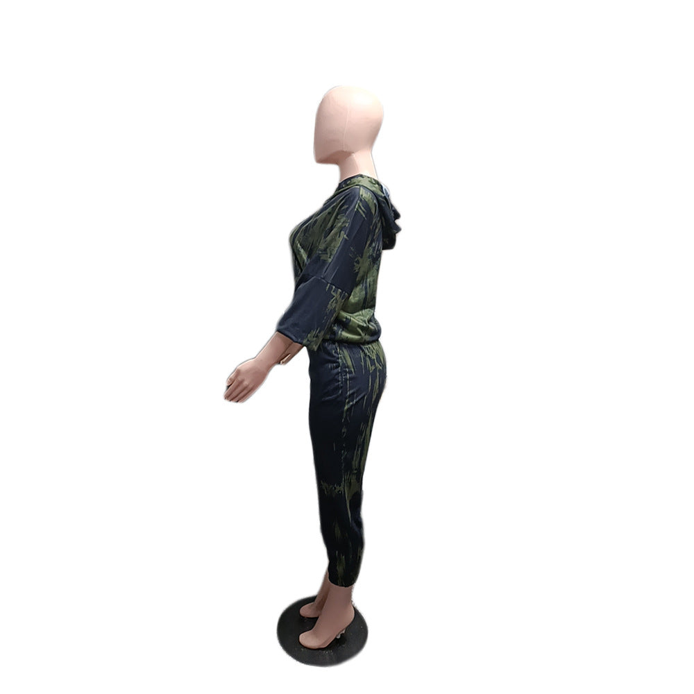 Plus Size Women's Printed Two-Piece Casual Set with Hat 4