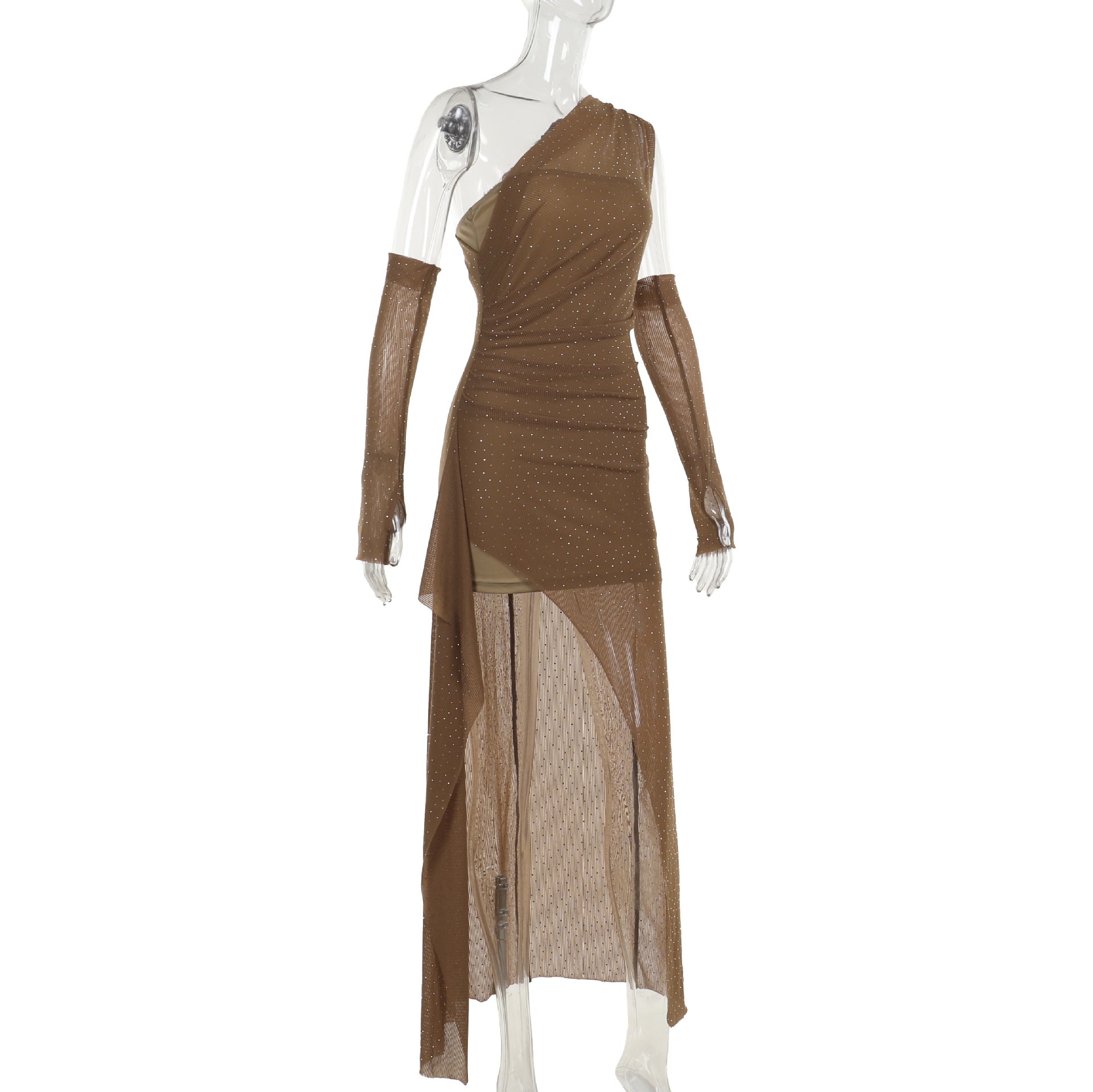 Summer Fashion Sexy Slim Rhinestone Mesh Bodycon Dress 10