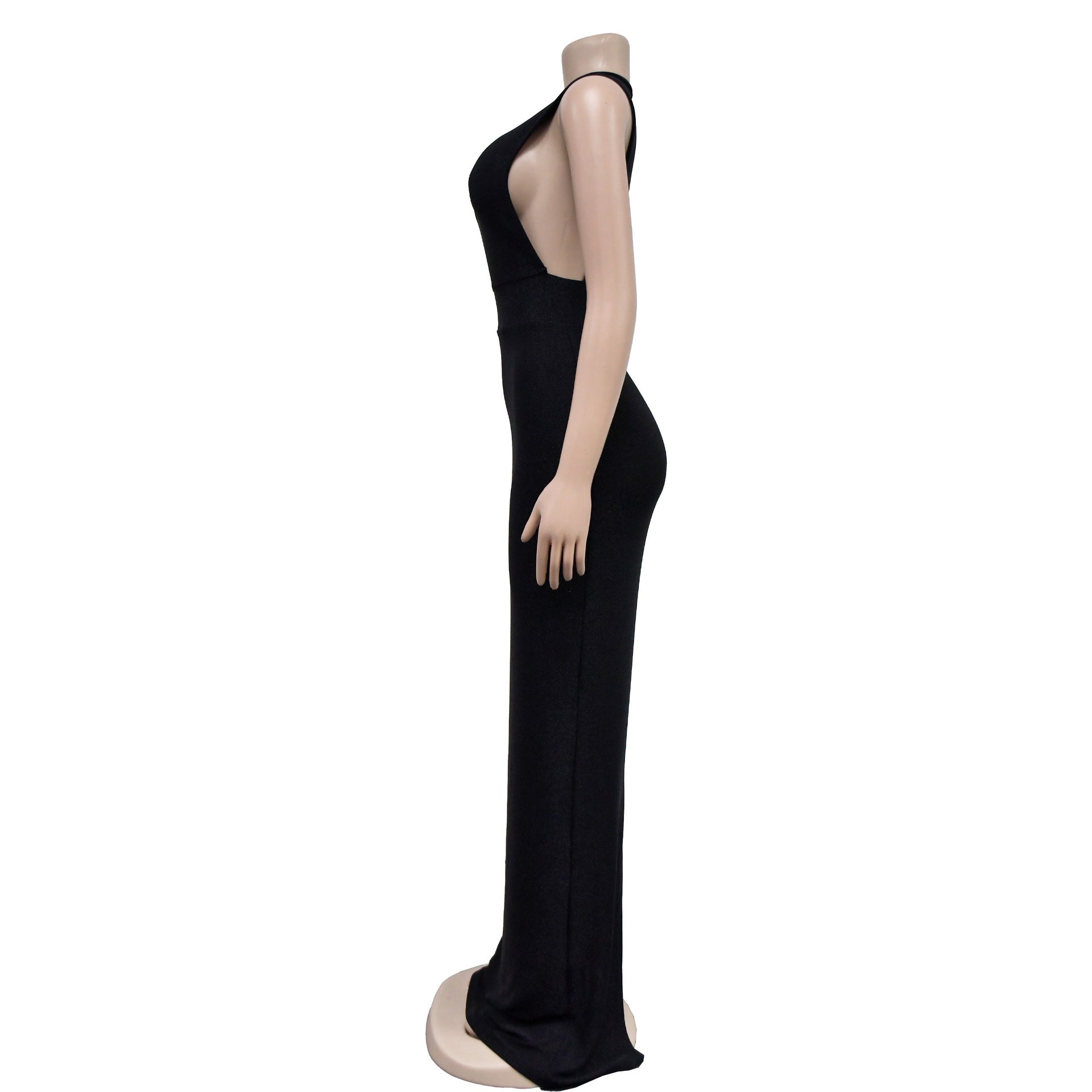 Fashion Women's Solid Color Round Neck Sleeveless Slit Maxi Dress 10