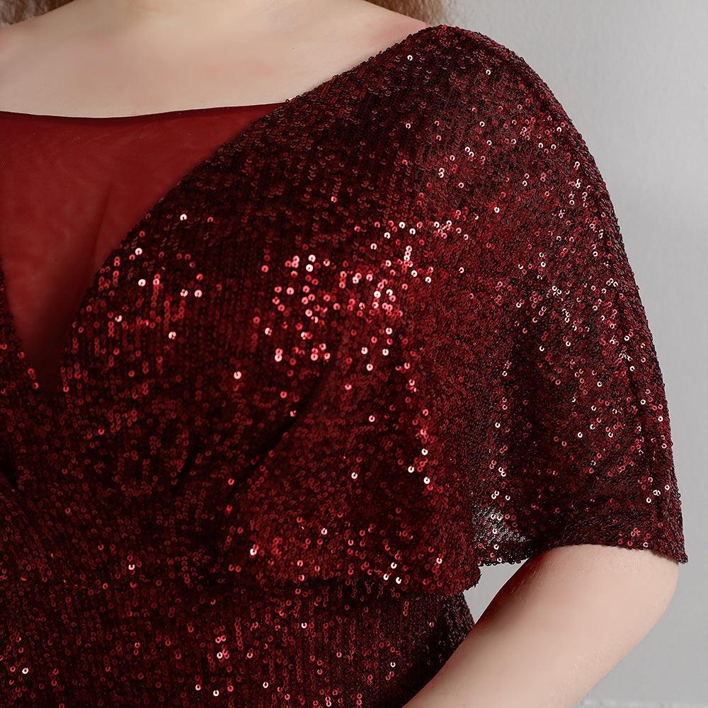 Spring and Summer Plus-Size Long Sequin Formal Party Evening Dress 36