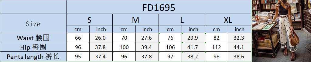 Women Printed Bohemian Beach Holidays Wide Leg Pants 8