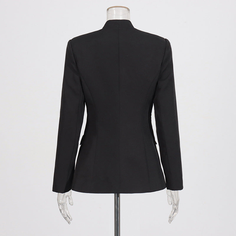 Women British style v-neck beaded Beaded Blazer 5