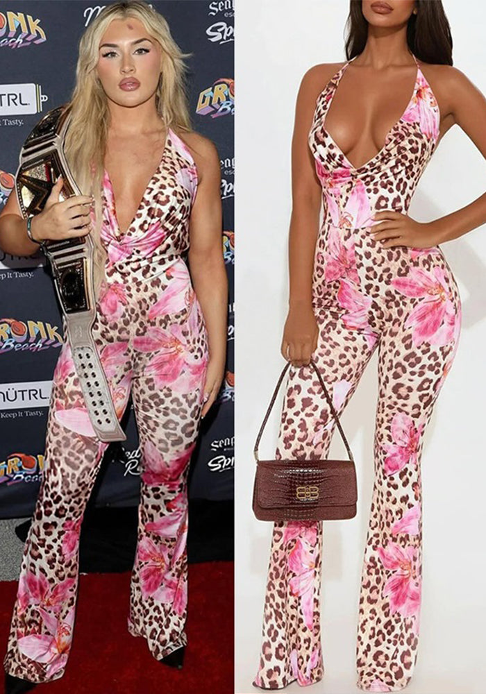 Women Fall Sexy Sleeveless Halter Neck Backless Jumpsuit