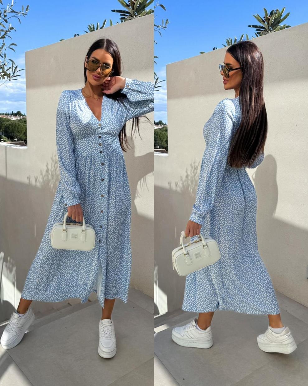 Long-Sleeve Floral Slim Waist Casual Dress 5