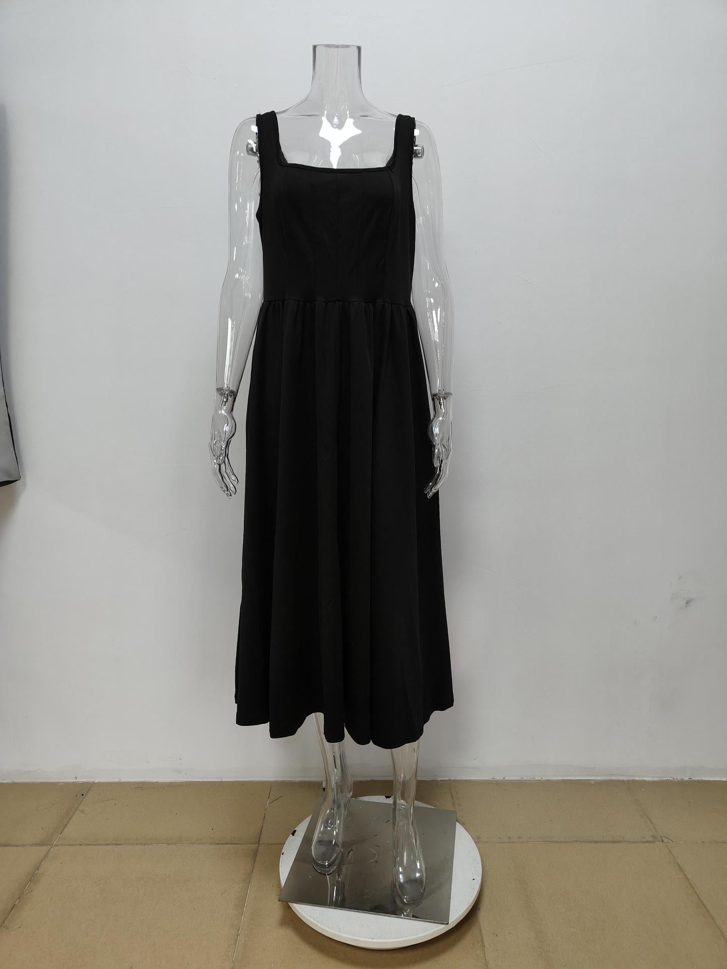 Women autumn sexy solid shoulder strap maxi dress 9