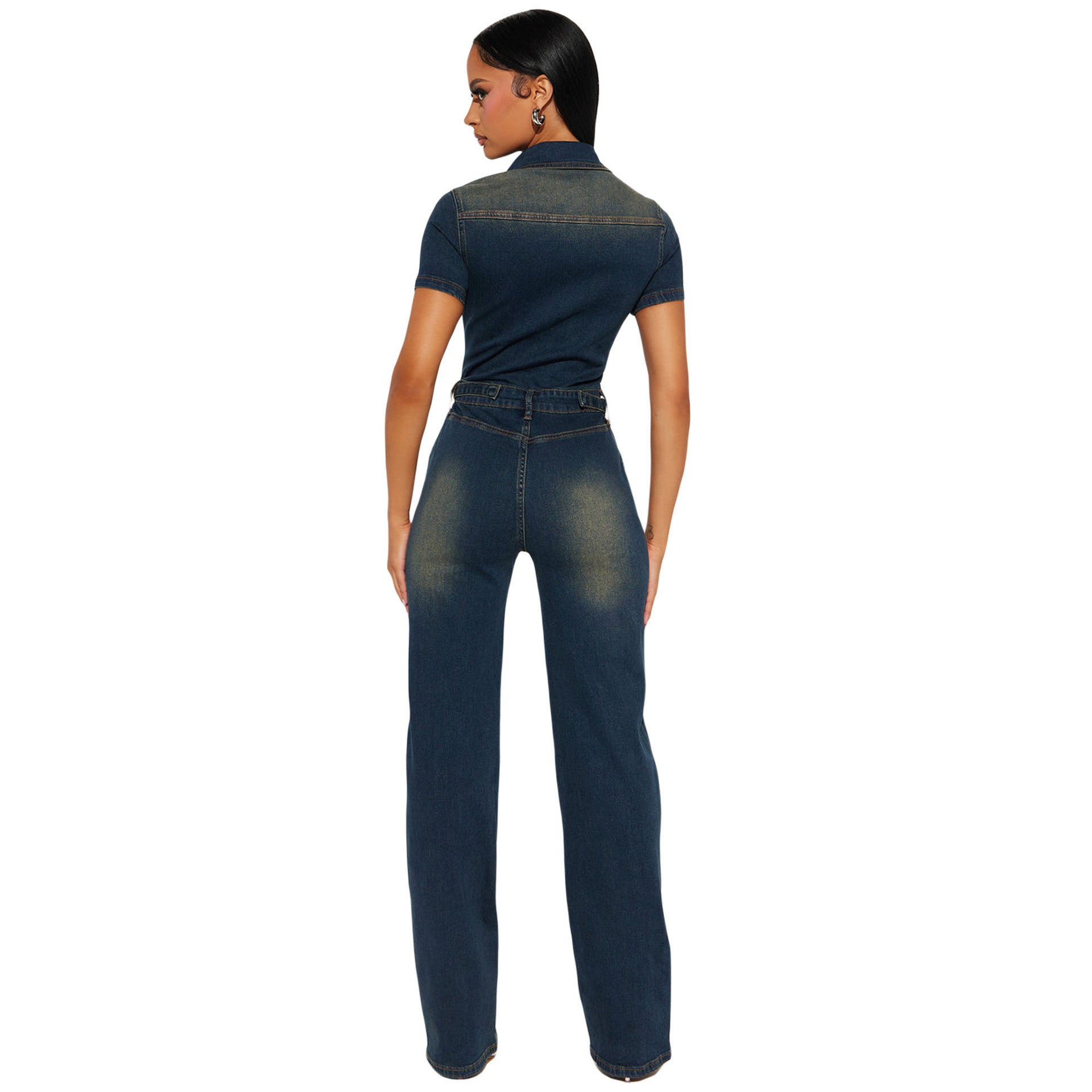 Women Stretchy Washed Denim Jumpsuits 4