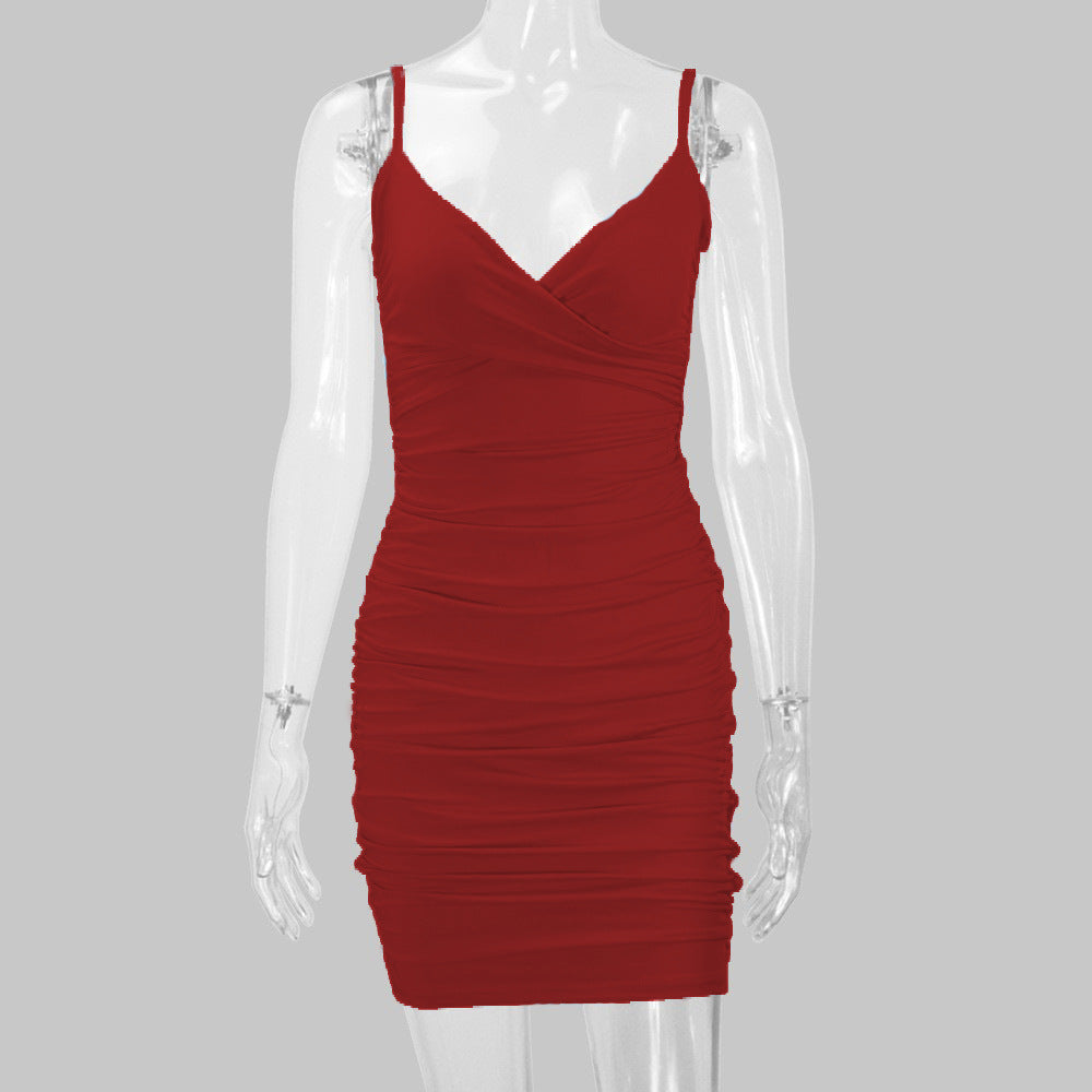 Women's Clothes Sexy Summer Style Straps V-Neck Bodycon Dress 43