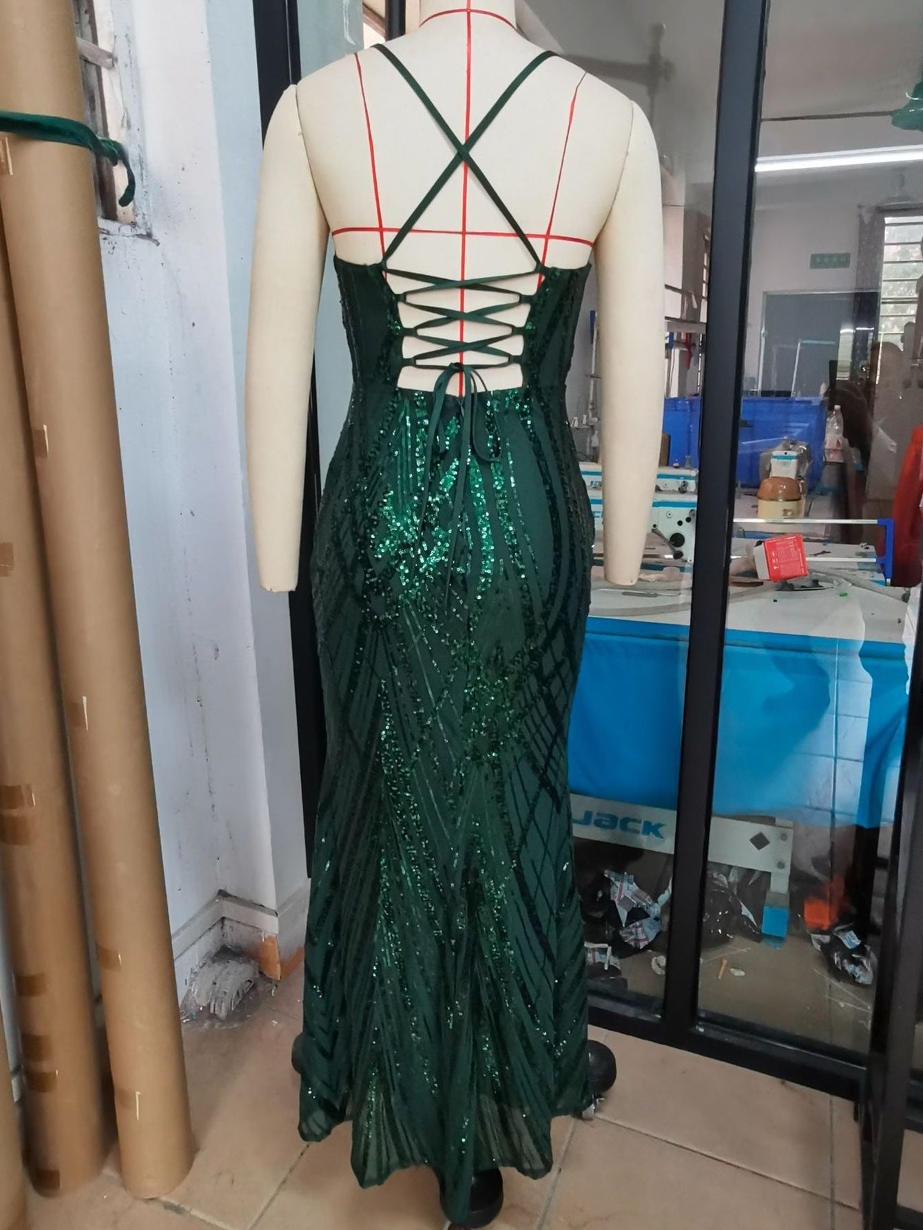 Women sexy sequin Backless Strap Dress 6