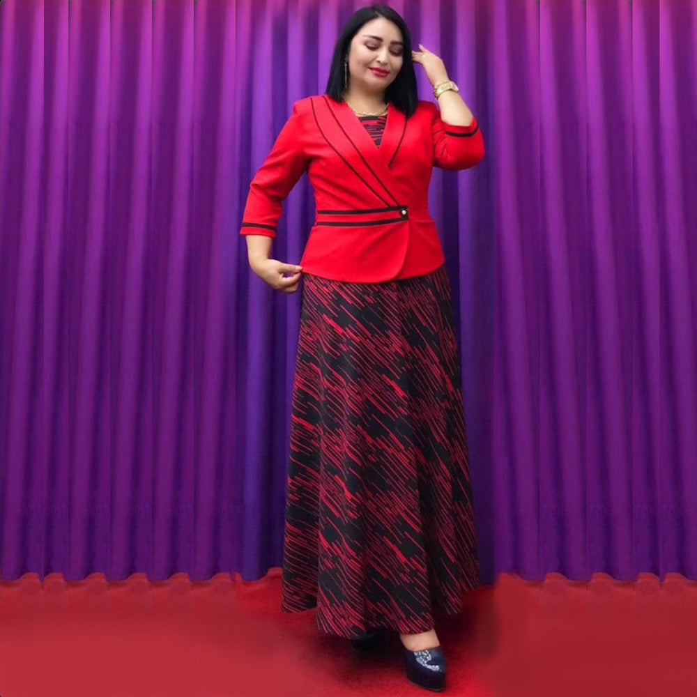 African Women Clothing Plus Size Women Clothing Chic Career Career Jacket Dress Two Piece Set 7