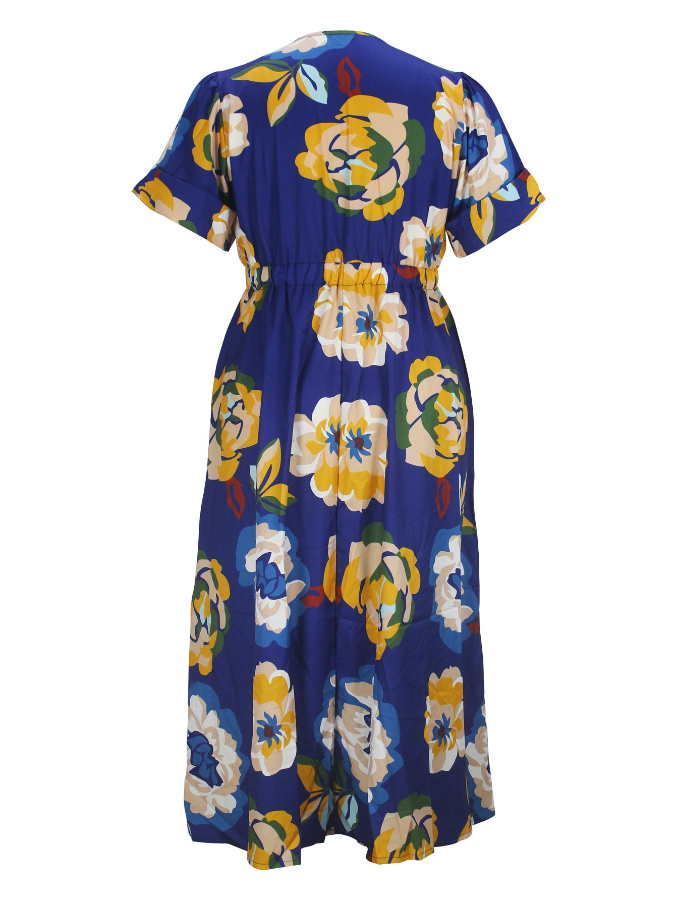 Plus Size Women Elegant V-Neck Short Sleeve Dress 8